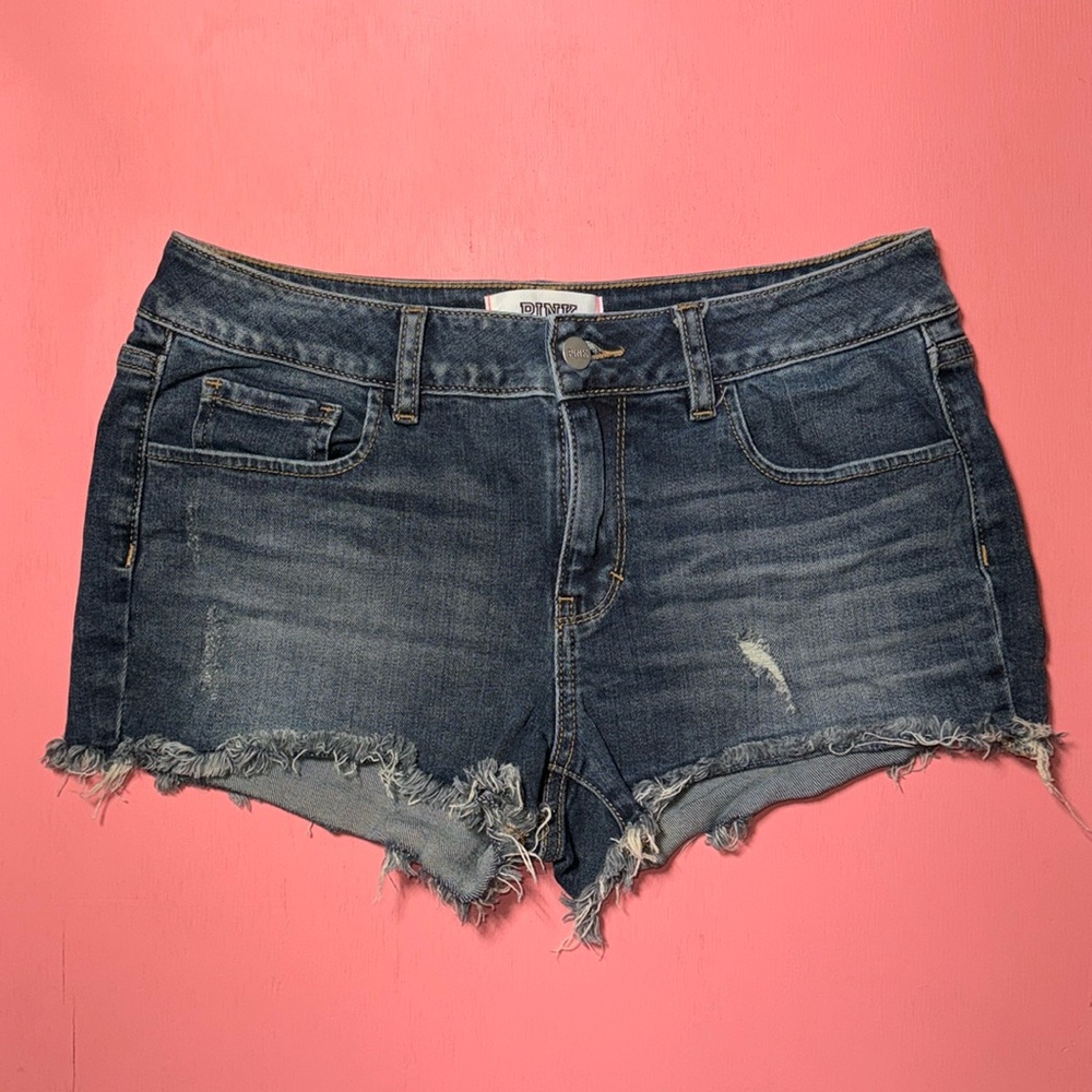 PINK denim distressed Shorts
